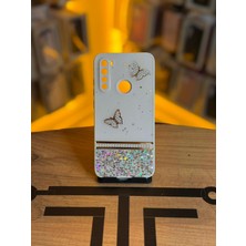 Avcı Teknoloji Market Redmi Note 8 Uyumlu Kelebek Figürlü Simli Parlak Telefon Kılıfı