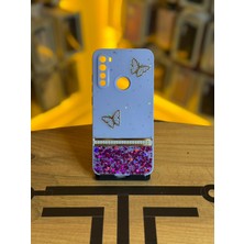 Avcı Teknoloji Market Redmi Note 8 Uyumlu Kelebek Figürlü Simli Parlak Telefon Kılıfı