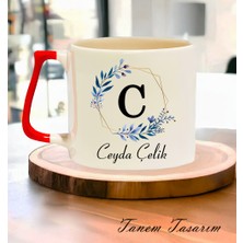 Tanem Kişiye Özel Baş Harfli Isimli Beyaz Kupa Bardak