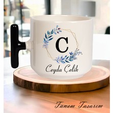 Tanem Kişiye Özel Baş Harfli Isimli Beyaz Kupa Bardak