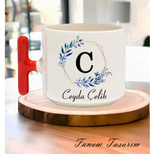 Tanem Kişiye Özel Baş Harfli Isimli Beyaz Kupa Bardak