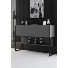 Luxe Siyah Demir Ayaklı Antrasit Dresuar