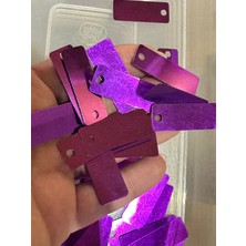 Gönülden Tasarım 50 Adet Mor Delikli Lazer Kesim Çanta Pulu 4x2 cm