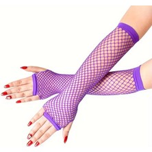 80’ler 90’lar Mor File Parmaksız Eldiven 26 cm