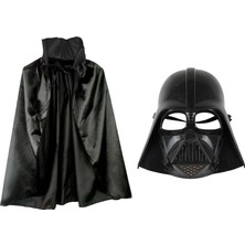 Çocuk Boy Yıldız Savaşları Wars Darth Vader Maskesi 90 cm Pelerin Seti Siyah