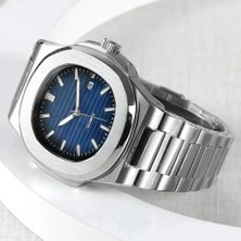 Goldwatches Patek Model Çelik Lacivert Kadran Erkek Kol Saati - Takvimli, Su Geçirmez, Kelebek Klips