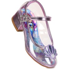 Kiko Kids Deniz Kızı Şeffaf Kız Çocuk Topuklu Abiye Ayakkabı Lila