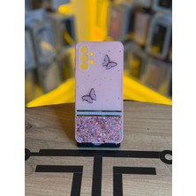 Avcı Teknoloji Market Samsung A13 4g Uyumlu Kelebek Figürlü Simli Parlak Telefon Kılıfı