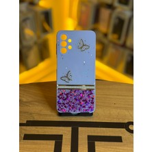 Avcı Teknoloji Market Samsung A13 4g Uyumlu Kelebek Figürlü Simli Parlak Telefon Kılıfı