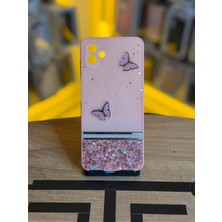 Avcı Teknoloji Market Samsung A04 4g Uyumlu Kelebek Figürlü Simli Parlak Telefon Kılıfı