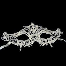 MegaSepet Mey Ithalat®  Beyaz Renk Dantel Kesim Dantel Işlemeli Balo Parti Maskesi 2 No