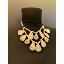 Gönülden Tasarım Sedef Cam Inci Boncuklu Kadın Kolye 19 cm