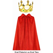 MegaSepet Mey Ithalat® 90 cm Kral Pelerini ve Altın Kral Tacı Seti