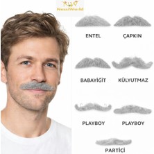 MegaSepet Mey Ithalat® 6’lı Yapışkanlı Gri Parti Bıyık Seti – Farklı Modeller