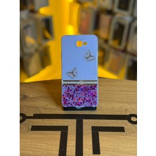 Avcı Teknoloji Market Samsung J7 Prime Uyumlu Kelebek Figürlü Simli Parlak Telefon Kılıfı