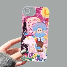 Ucuc iPhone 16E Kamera Korumalı Anti-Darbe Estetik Baskı Desenli Şeffaf Silikon Kılıf