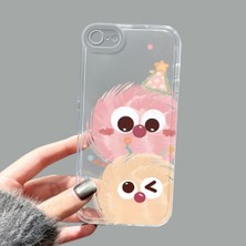 Ucuc iPhone 7/8/se 2020 2022 Kamera Korumalı Anti-Darbe Estetik Baskı Desenli Şeffaf Silikon Kılıf