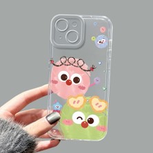 Ucuc iPhone 15 Kamera Korumalı Anti-Darbe Estetik Baskı Desenli Şeffaf Silikon Kılıf