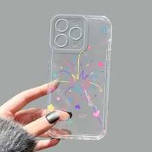 Ucuc iPhone 15 Pro Max Kamera Korumalı Anti-Darbe Estetik Baskı Desenli Şeffaf Silikon Kılıf