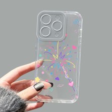 Ucuc iPhone 15 Pro Kamera Korumalı Anti-Darbe Estetik Baskı Desenli Şeffaf Silikon Kılıf