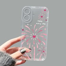 Ucuc iPhone 16 Kamera Korumalı Anti-Darbe Estetik Baskı Desenli Şeffaf Silikon Kılıf