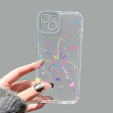 Ucuc iPhone 14 Plus Kamera Korumalı Anti-Darbe Estetik Baskı Desenli Şeffaf Silikon Kılıf