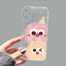 Ucuc iPhone 16 Kamera Korumalı Anti-Darbe Estetik Baskı Desenli Şeffaf Silikon Kılıf