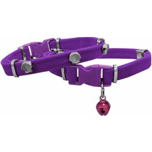 Kadife Kedi Boyun Tasması Midyeli 20-32 cm Mor