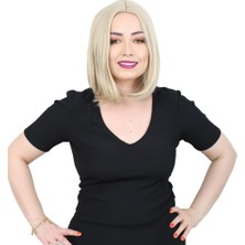 Decostyle Fiber Sen Peruk Perçemsiz Kısa Düz / Balköpüğü / Platin Röfleli