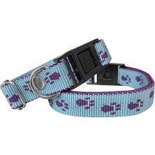 Decostyle Köpek Tasması Patili Dokuma 2 cm - Min: 30 cm - Max: 50 cm Açık Mavi