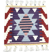 Zehra Abla Halı Yeni El Dokuma Kare Köşe Sandalye Minderi Pınarbaşı Kayseri Yün Kilim 7094