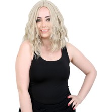 Decostyle Fiber Sen Kısa Dalgalı Perçemsiz Peruk / Balköpüğü / Platin Röfleli