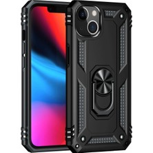  iPhone 14 Plus Kılıf Sofya Yüzüklü Silikon Kapak - Siyah Nemere