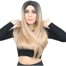 Decostyle Fiber Sen Uzun Düz Peruk / Siyah / Balköpüğü Ombreli