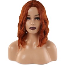 Decostyle Fiber Sen Kısa Dalgalı Perçemsiz Peruk / Bakır