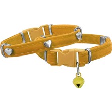 Kadife Kedi Boyun Tasması Kalpli 20-32 cm Sarı