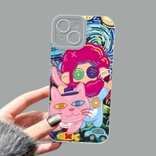 Ucuc iPhone 14 Kamera Korumalı Anti-Darbe Estetik Baskı Desenli Şeffaf Silikon Kılıf
