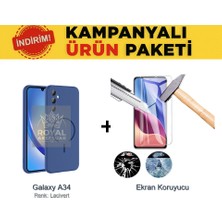 Mobify Samsung Galaxy A34 Pastel Renkli Magsafe Kılıf ve Ekran Koruyuculu Ekonomik Paket