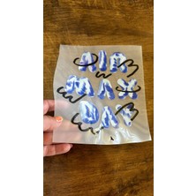 Gönülden Tasarım Ütü Ile Yapışan Tasarım Mavi Yazılı Transfer Baskı Arma 19X19 cm