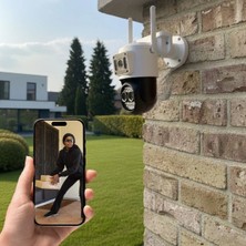 Calperia 3 Kameralı Kablolu Akıllı Güvenlik Kamerası – 360° Ptz Hareketli, Çift Antenli, Wifi Ip, Gece Görüşlü Dış Mekan Kamera (5047)