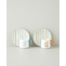 English Home Lyanna New Bone China 4 Parça 2 Kişilik Kahve Fincan Takımı 90 ml Renkli