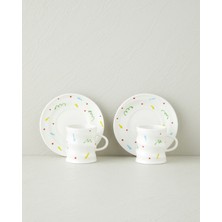 English Home Confella New Bone China 4 Parça 2 Kişilik Kahve Fincan Takımı 100 ml Renkli