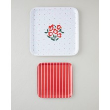 English Home Bright Parade Melamin 2’li Kaydırmaz Tepsi 33-24 cm Kırmızı