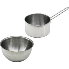 Calperia 2pcs Set Paslanmaz Çelik Cheff Sütlük - SOSLUK=14CM - Derin KAP=17CM (5047)