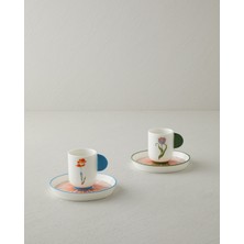 English Home Bright Blossom Porselen 4 Parça 2 Kişilik Kahve Fincan Takımı 90 ml Renkli