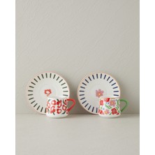 English Home Bright Match New Bone China 4 Parça 2 Kişilik Kahve Fincan Takımı 90 ml Renkli