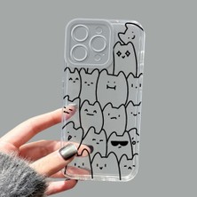 Ucuc iPhone 15 Pro Max Kamera Korumalı Anti-Darbe Estetik Baskı Desenli Şeffaf Silikon Kılıf