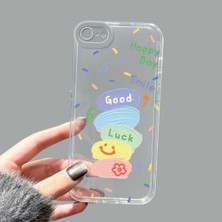 Ucuc iPhone 7/8/se 2020 2022 Kamera Korumalı Anti-Darbe Estetik Baskı Desenli Şeffaf Silikon Kılıf