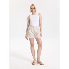 In The Mood For Love Normal Bel Regular Fit Bej Kadın Şort ITMFL-SHT3BJ