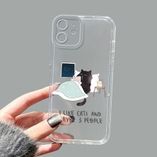 Ucuc iPhone 12 Kamera Korumalı Anti-Darbe Estetik Baskı Desenli Şeffaf Silikon Kılıf